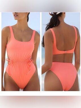 NWT-Anthropologie Hutch Coral Adjustable Drawstring One-Piece